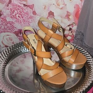 JustFab Women's Tan Strappy Sandals